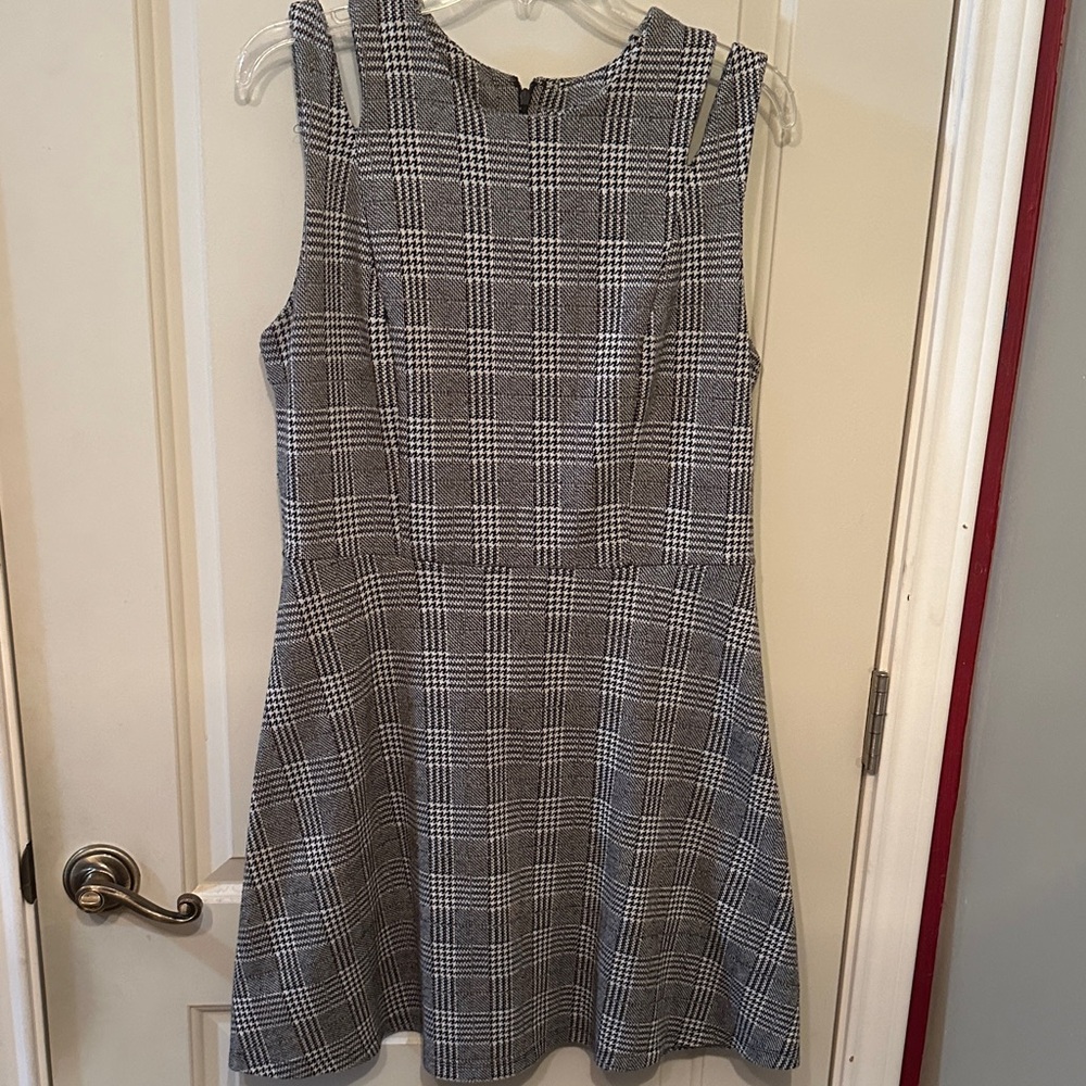Mossino Plaid and Houndstooth Sleeveless Mini Dress